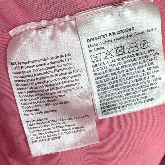 125. H&M Pink Off Shoulder Smocked Long Sleeve Dress L - Picture 6 of 6